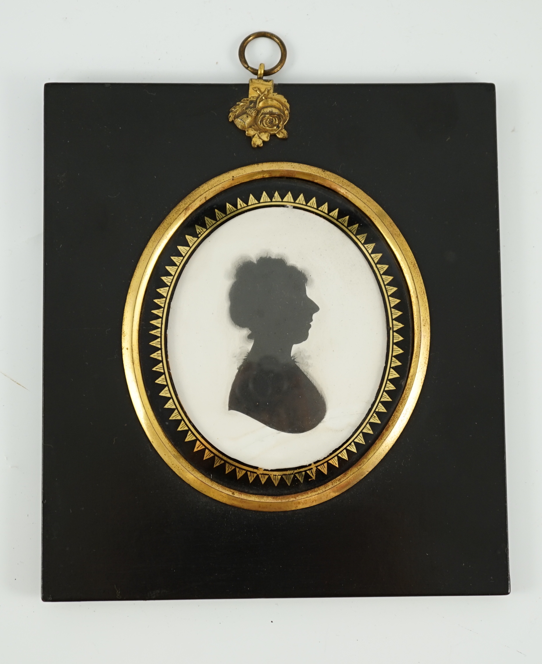 John Miers (1756-1821), Silhouette of a lady, painted plaster, 8 x 6.6cm.